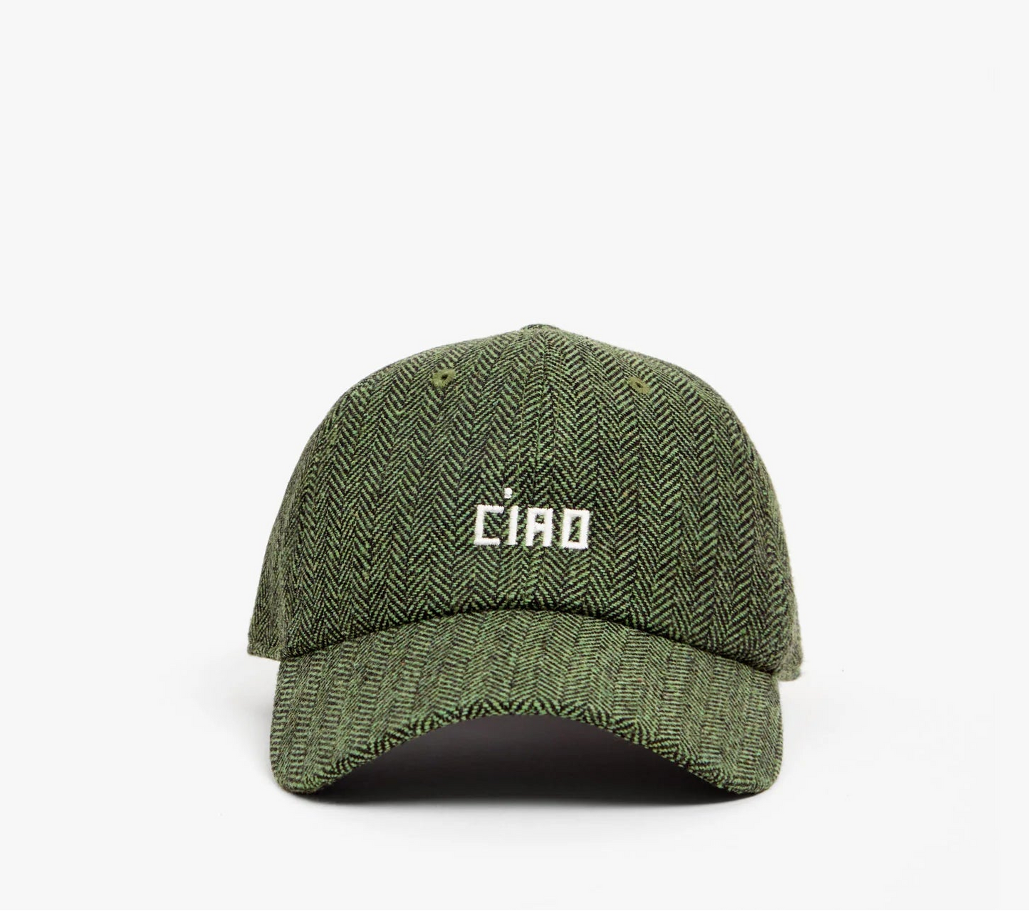 Green cap with 'CIAO' text on a white background