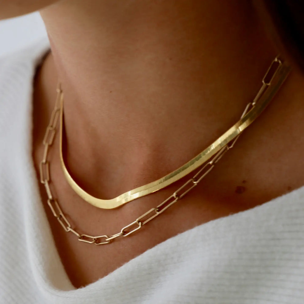 Women's gold plated herringbone necklace