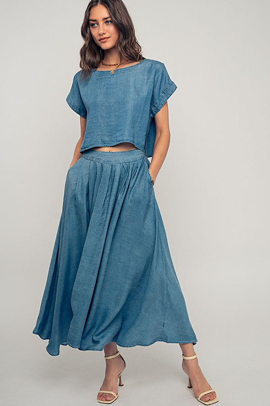 Chambray maxi skirt