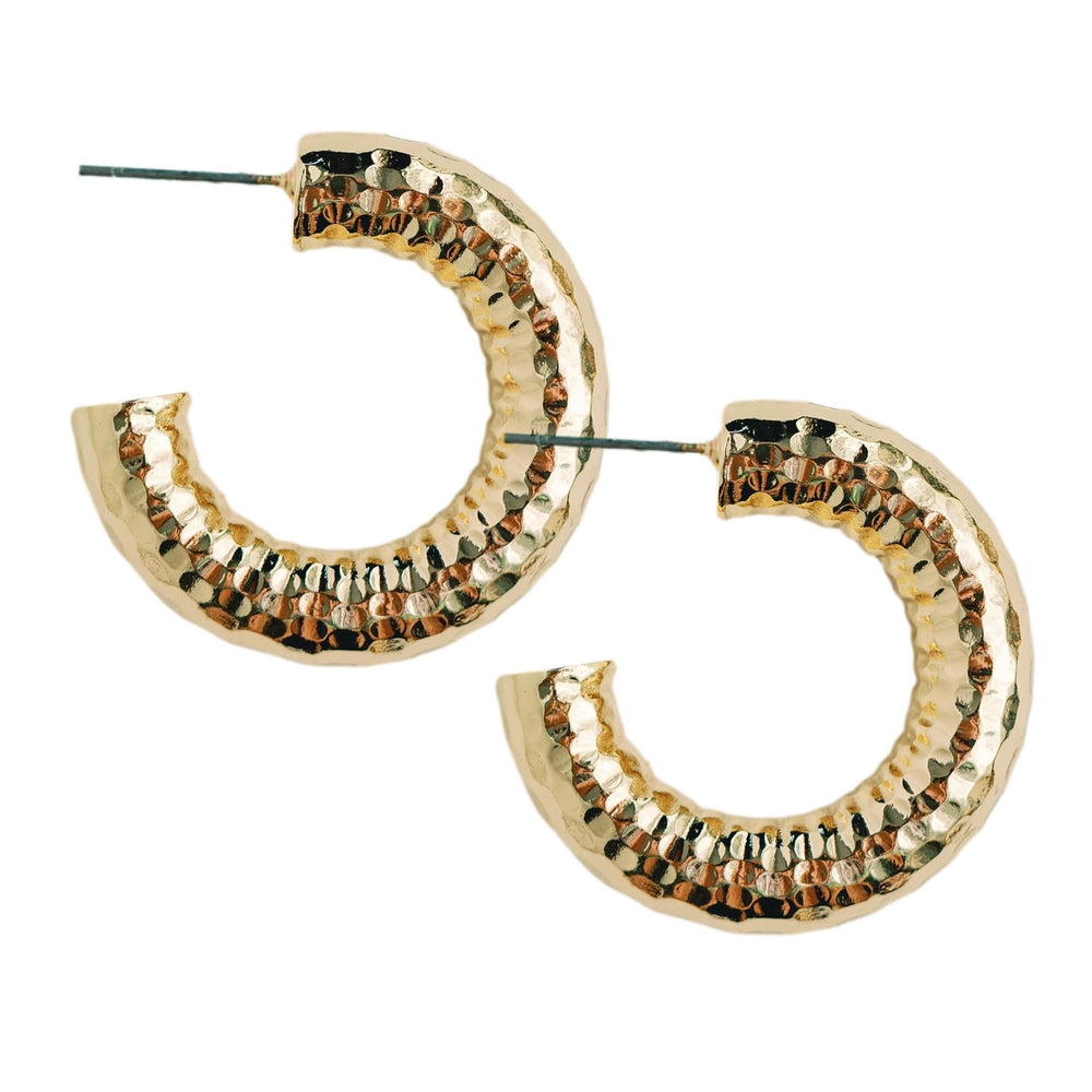 Shop the Hammered Gold Vintage Style Hoop Earrings by St. Armands Designs of Sarasota at Harbour Thread. 