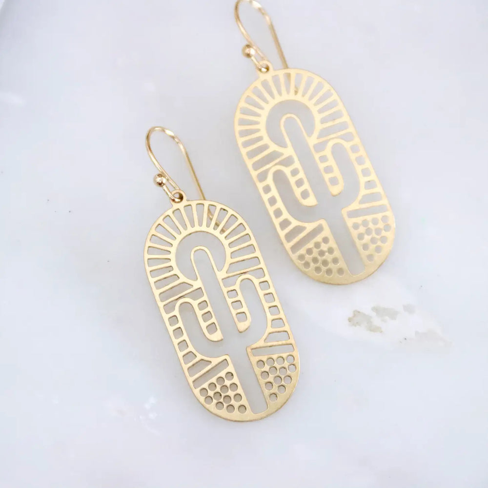 Mesa Blue's Brass Cactus Earrings.