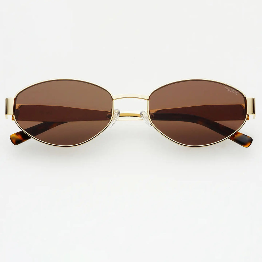 
                      
                        Women's small brown oval sunglasses
                      
                    