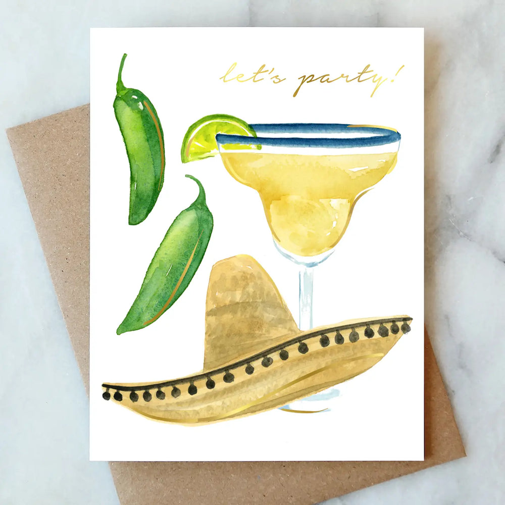 The Let's Party Fiesta Greeting Card by Abigail Jayne Design at Harbour Thread. 