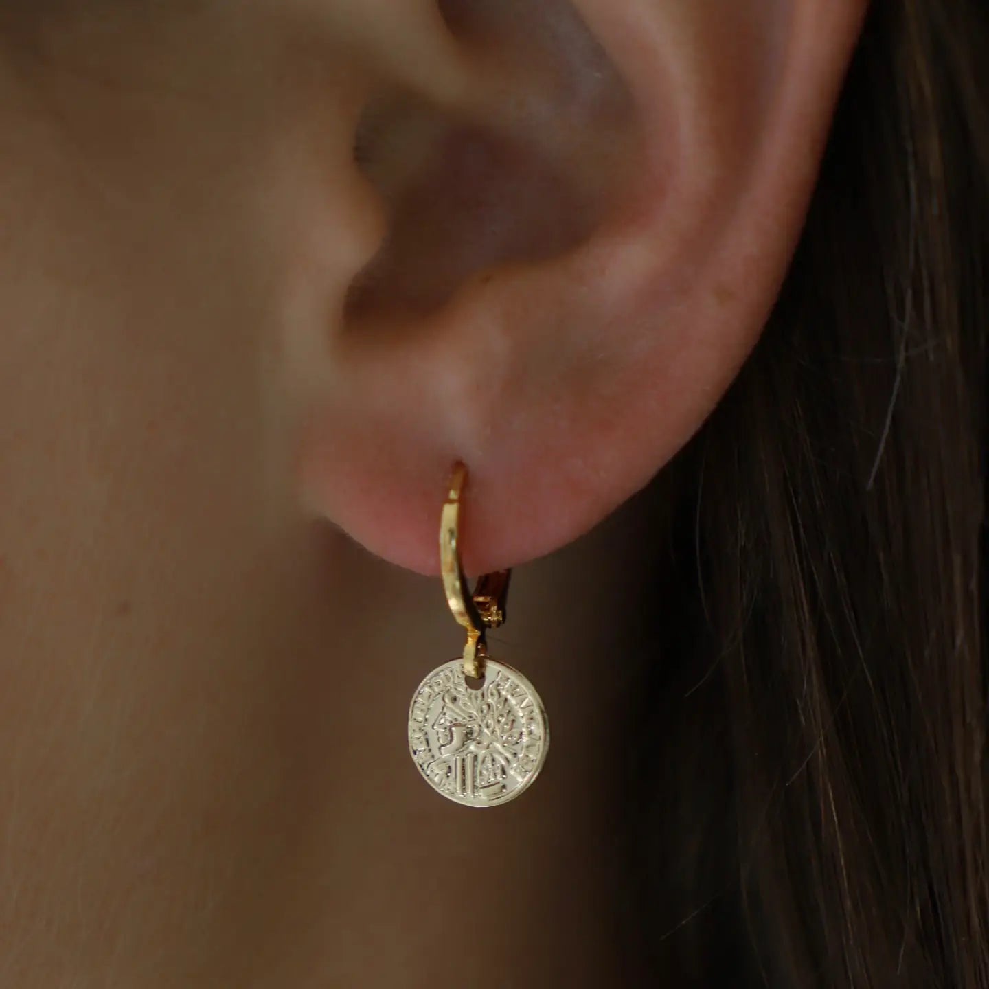 Gold coin earrings