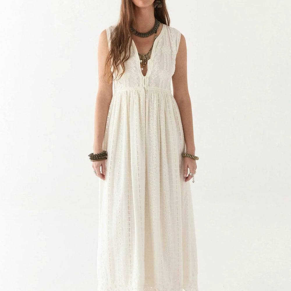 Maison Hotel offers classic romance for the modern woman with the lovely Amandine Embroidered Cotton Dress, available at Harbour Thread