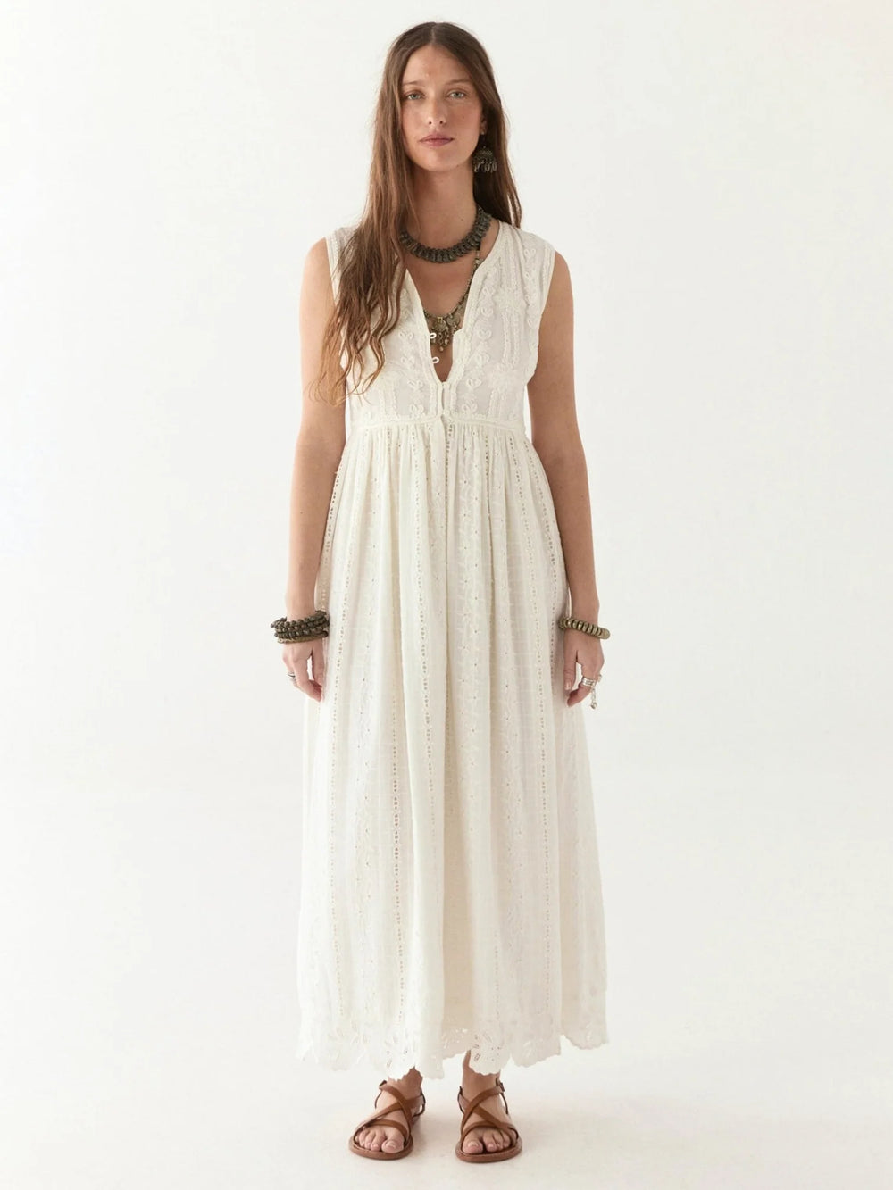 Maison Hotel offers classic romance for the modern woman with the lovely Amandine Embroidered Cotton Dress, available at Harbour Thread