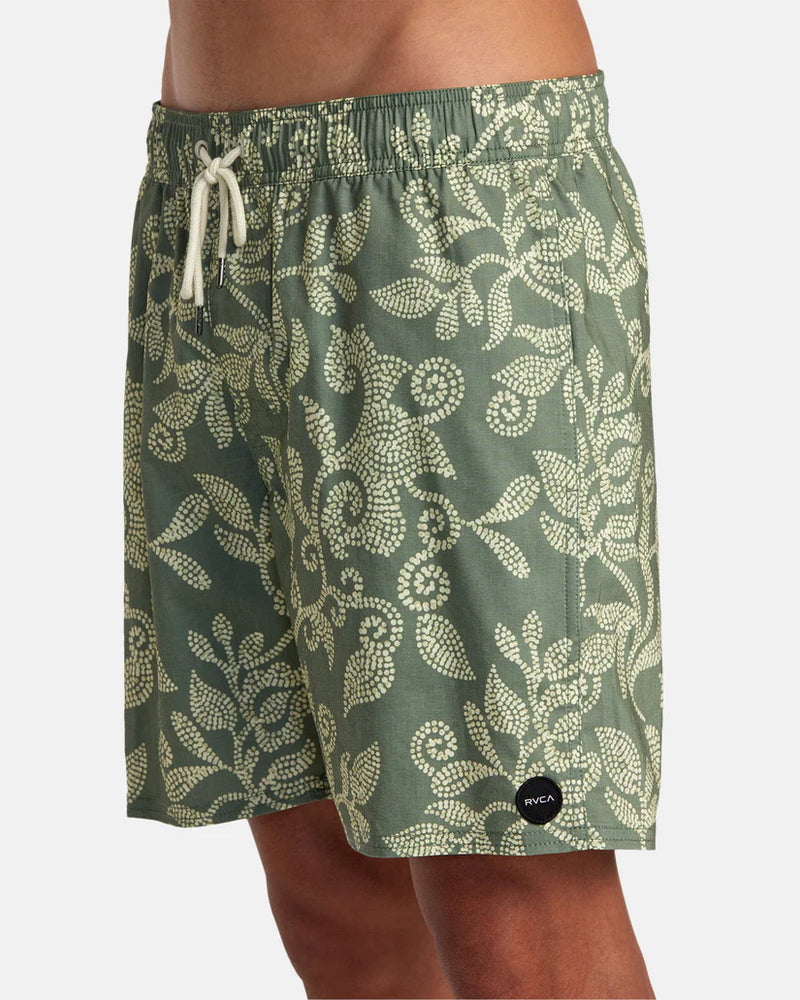 
                      
                        Side view of the RVCA Barnes 17" Elastic Waist Men's Boardshorts in the color/print Surplus
                      
                    