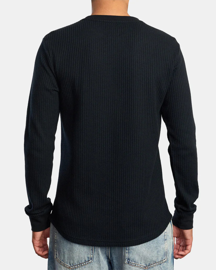 Back view of the Black Dayshift Long Sleeve Thermal by RVCA