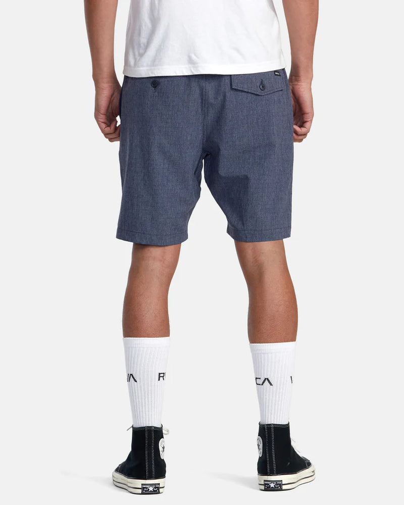 Back view of the Moody Blue 19" All Time Roads men's shorts by RVCA