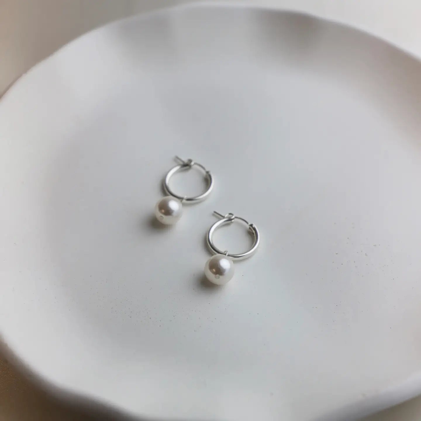 Find the Audrey Small Silver Pearl Hoop Earrings from Katie Waltman Jewelry at Harbour Thread