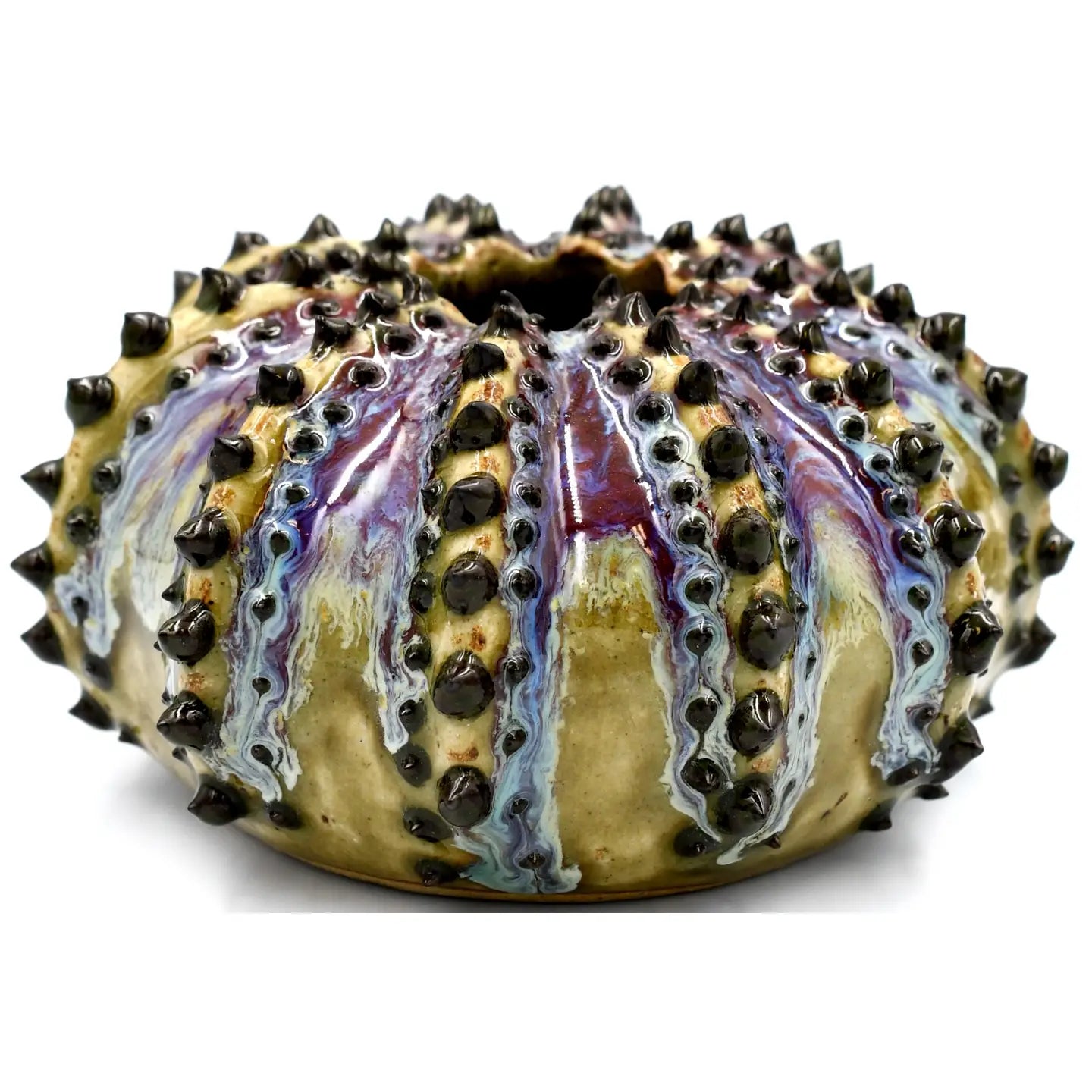 The Green & Purple Sea Urchin Vase by Art Floral Trading