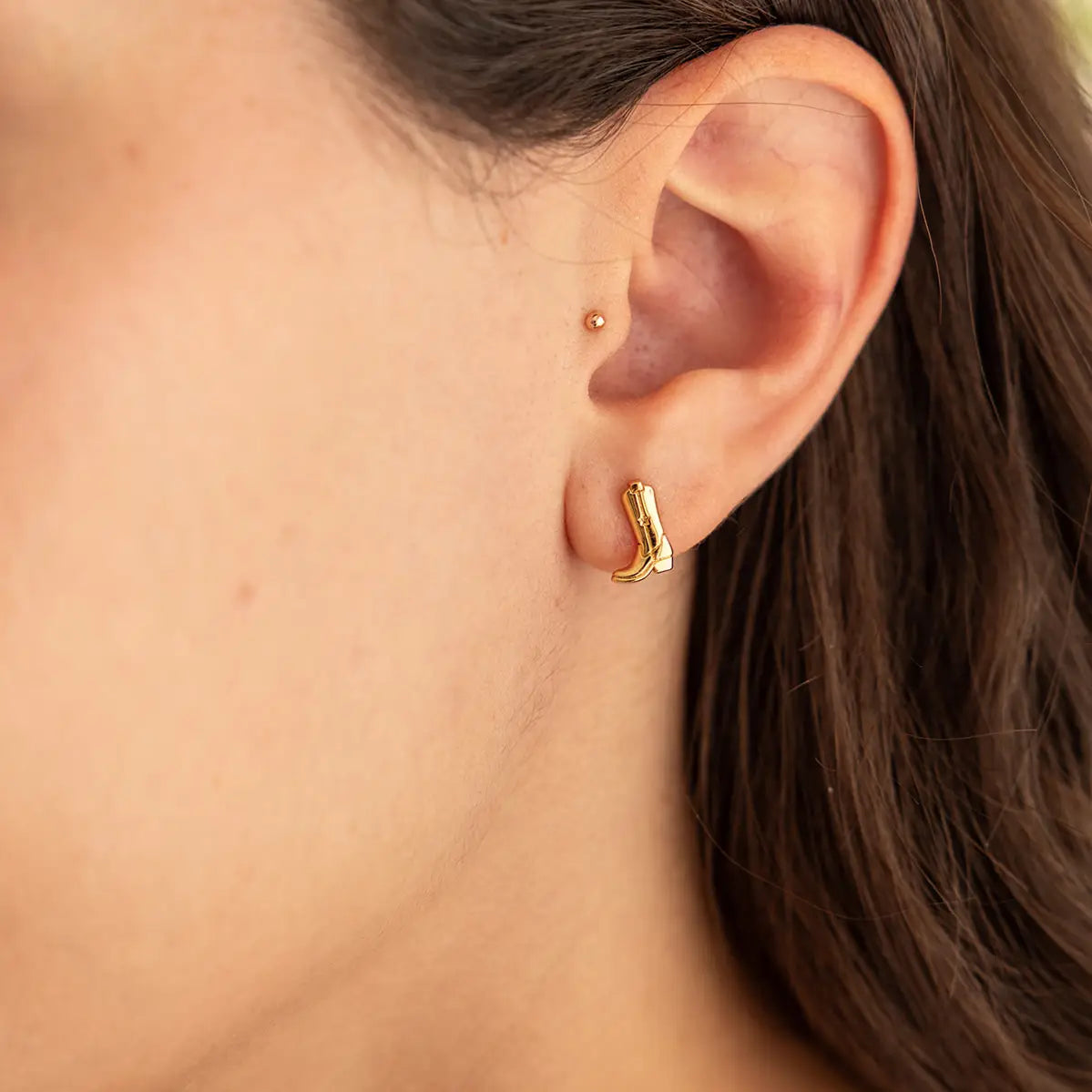 The Gold Cowgirl Boot Stud Earrings by The Land Of Salt 