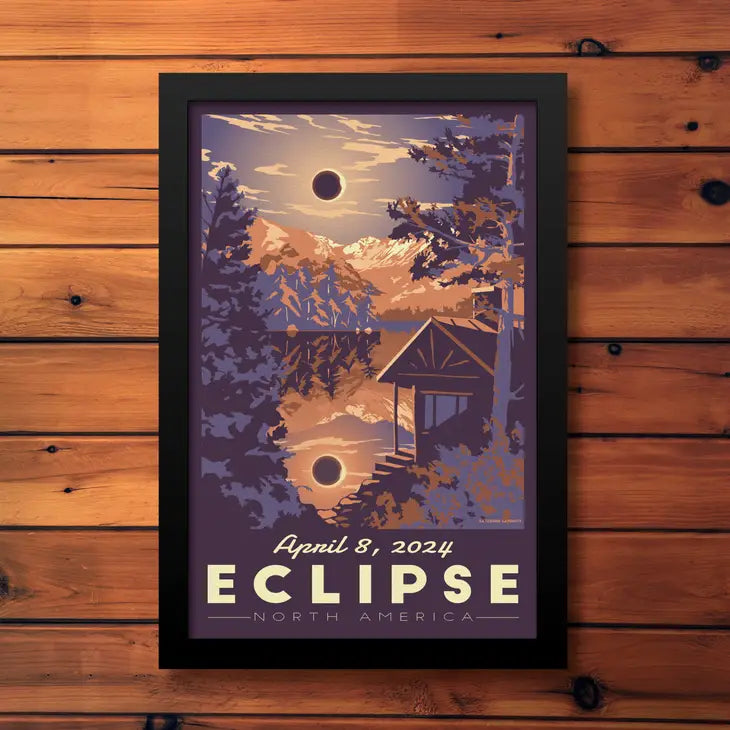 Solar Eclipse Vintage Travel Poster - 2024 Totality Art