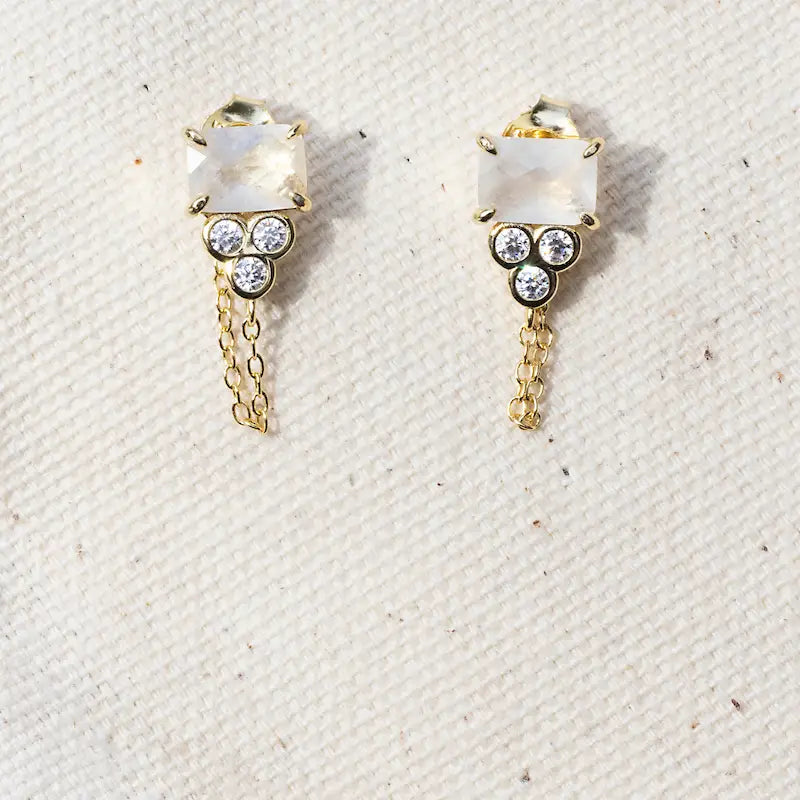 Native Gem's Shiva Earrings in Rainbow Moonstone