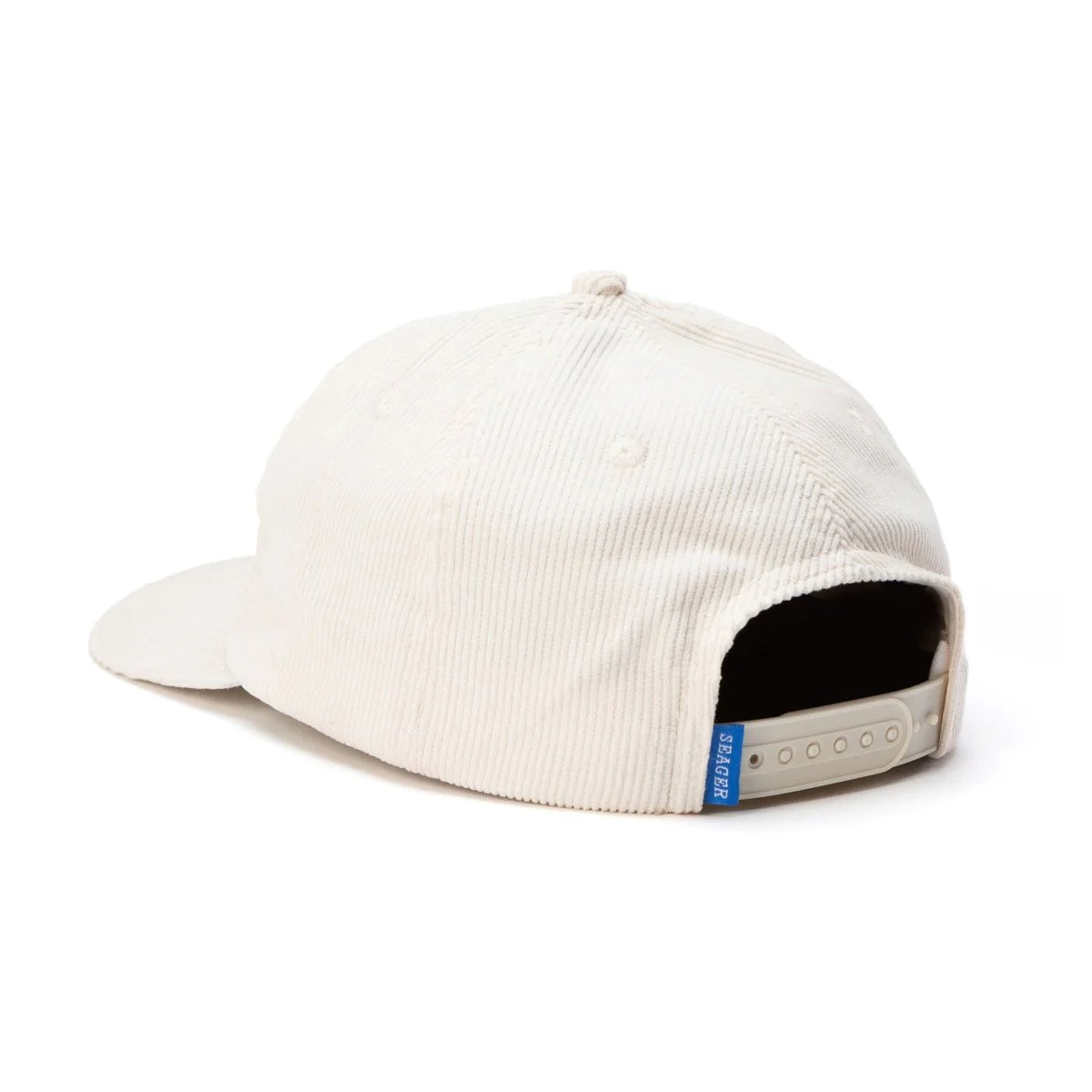 The Seager Big Cream Corduroy Snapback offers a medium profile with slight structure. Shop this wardrobe staple at Harbour Thread for effortlessly cool men's style. 