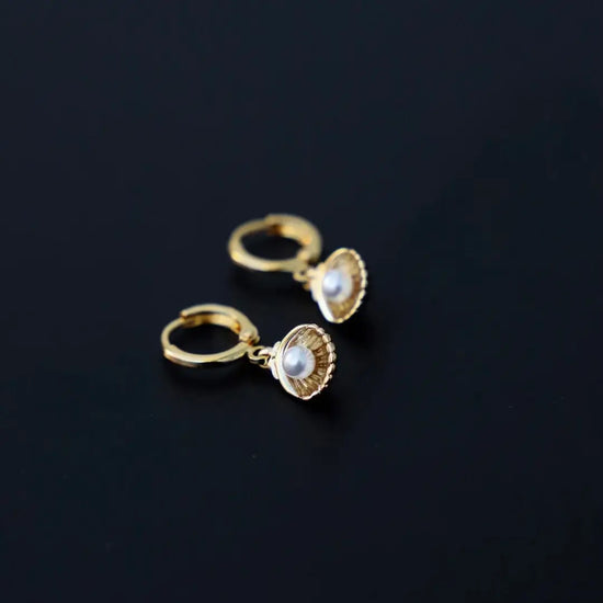 The Shell Huggie Earrings by Katie Waltman Jewelry