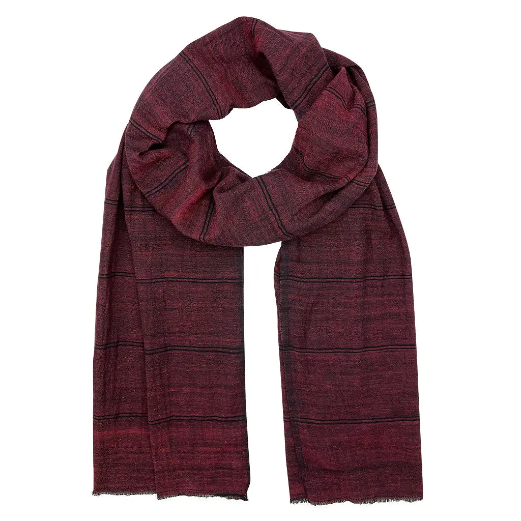 The Slate + Salt Earthy Striped Scarf in Merlot