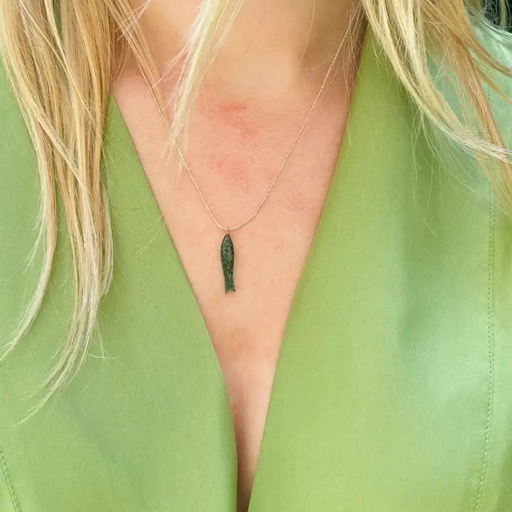 SDB Aventurine Stone Fish Necklace