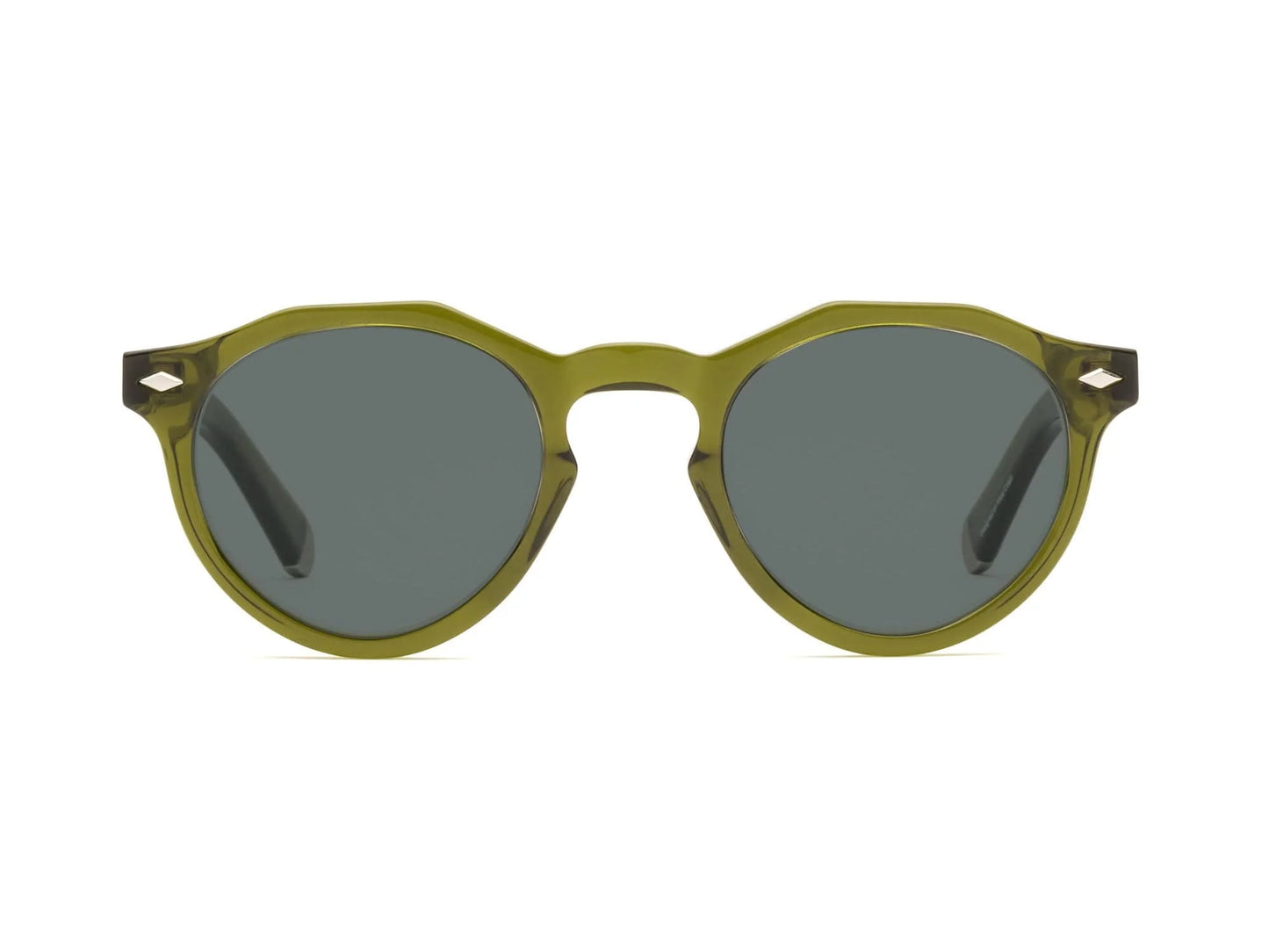 Front view of the Heritage Green Dogleg Polarized Sunglasses by CADDIS