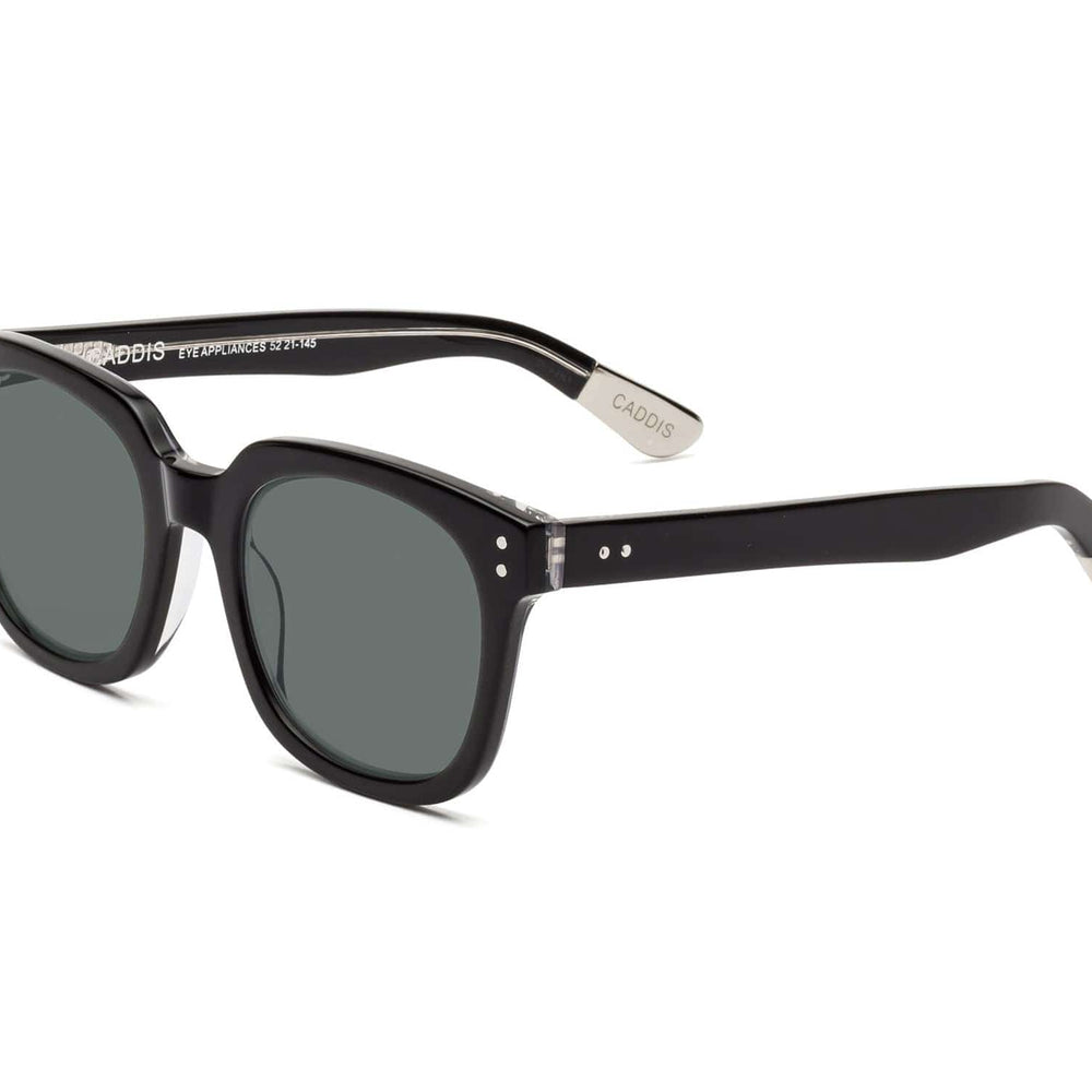 Side view of the Gloss Black Jockamo Polarized Sunglasses by CADDIS