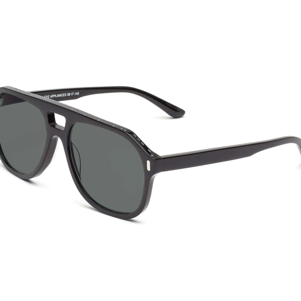 Side view of the Gloss Black RCA Unisex Polarized Sunglasses by CADDIS