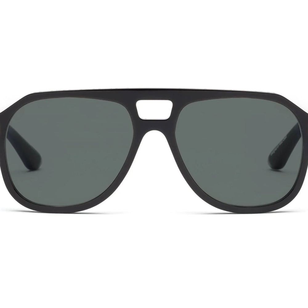 Front view of the Gloss Black RCA Unisex Polarized Sunglasses by CADDIS