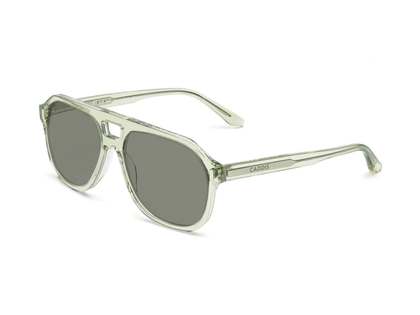 Side view of the Seawater Green RCA Unisex Polarized Sunglasses by CADDIS