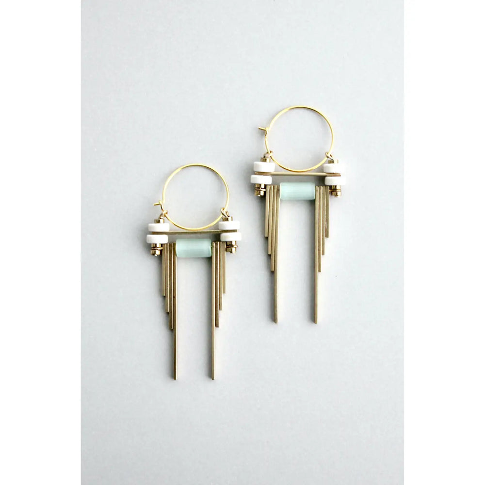 The White And Mint Green Hoop Earrings by David Aubrey Jewelry at Harbour Thread.