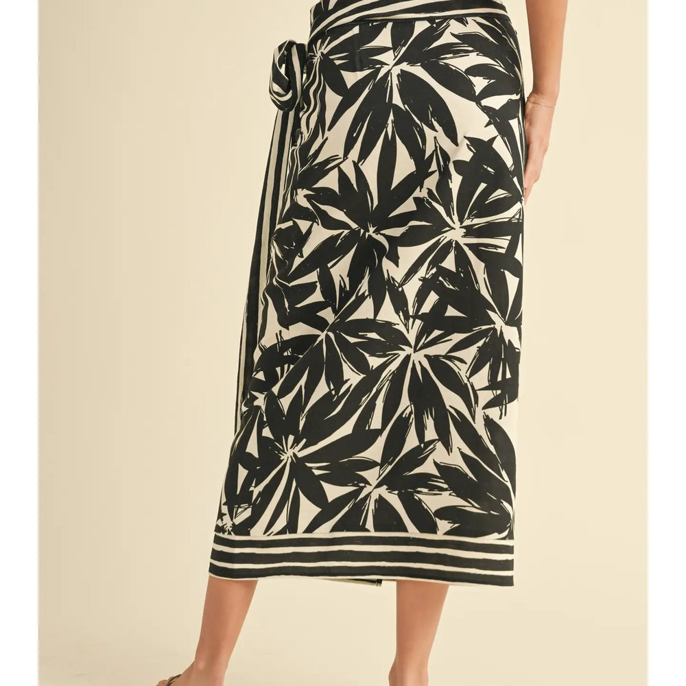 
                      
                        Black floral and stripe skirt
                      
                    