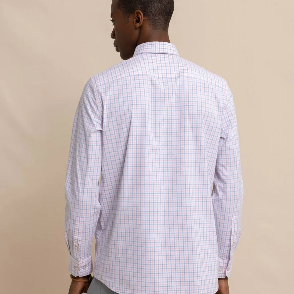 
                      
                        Back view of Southern Tide's Charleston Larkin Check Sport Shirt in the color Pale Rosette Pink
                      
                    