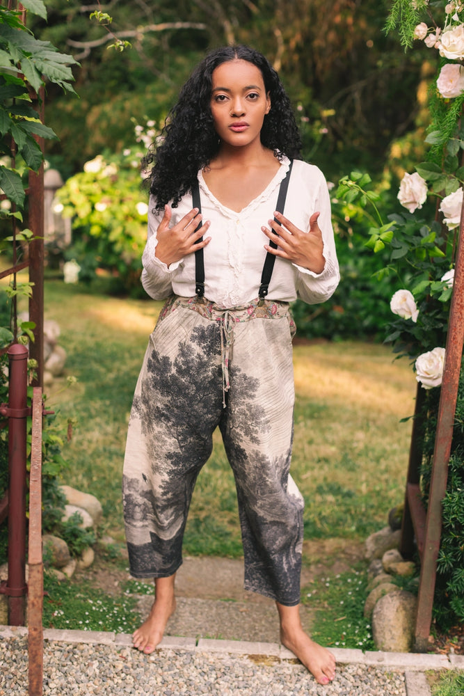 Embrace whimsical bohemian style with the Still I Rise Linen Cropped Artist Pants, now at Harbour Thread boutique in Burlington, VT. 