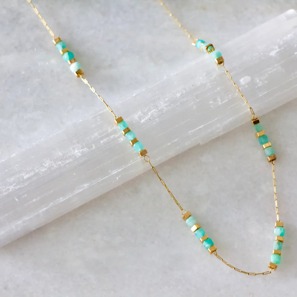 
                      
                        Mesa Blue Square Stone Beaded Chain Necklace
                      
                    