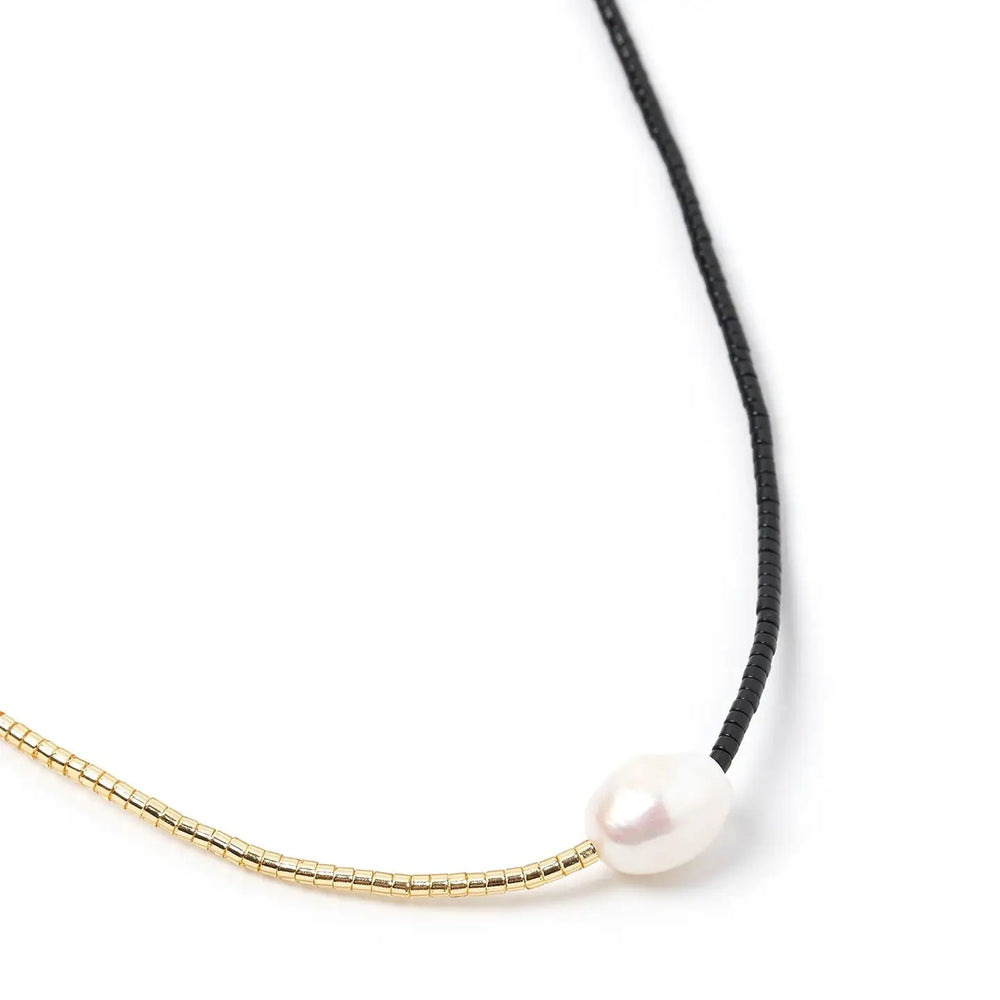 Detail on the Matilda Two Toned Pearl &amp; Glass Beaded Necklace by Arms of Eve