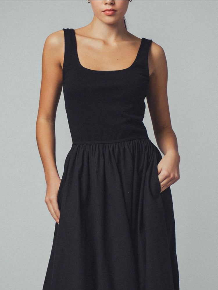 
                      
                        Women's black square neck tank dress with hidden side pockets
                      
                    