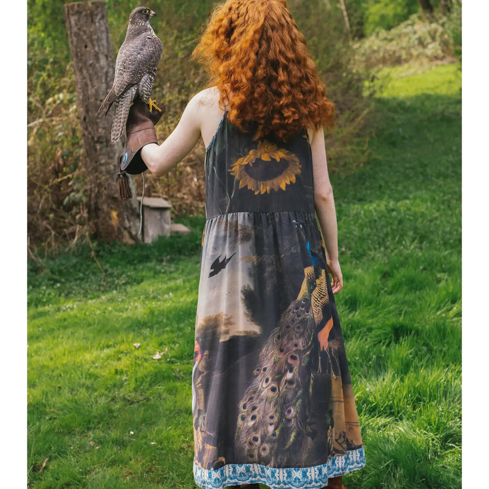 
                      
                        Back view of the Wild Beauty Peacock Print Slip Dress by Market of Stars
                      
                    