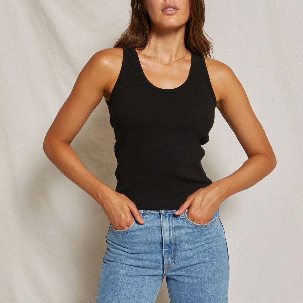 
                      
                        Perfect White Tee's Debbie Tank in the color True Black
                      
                    