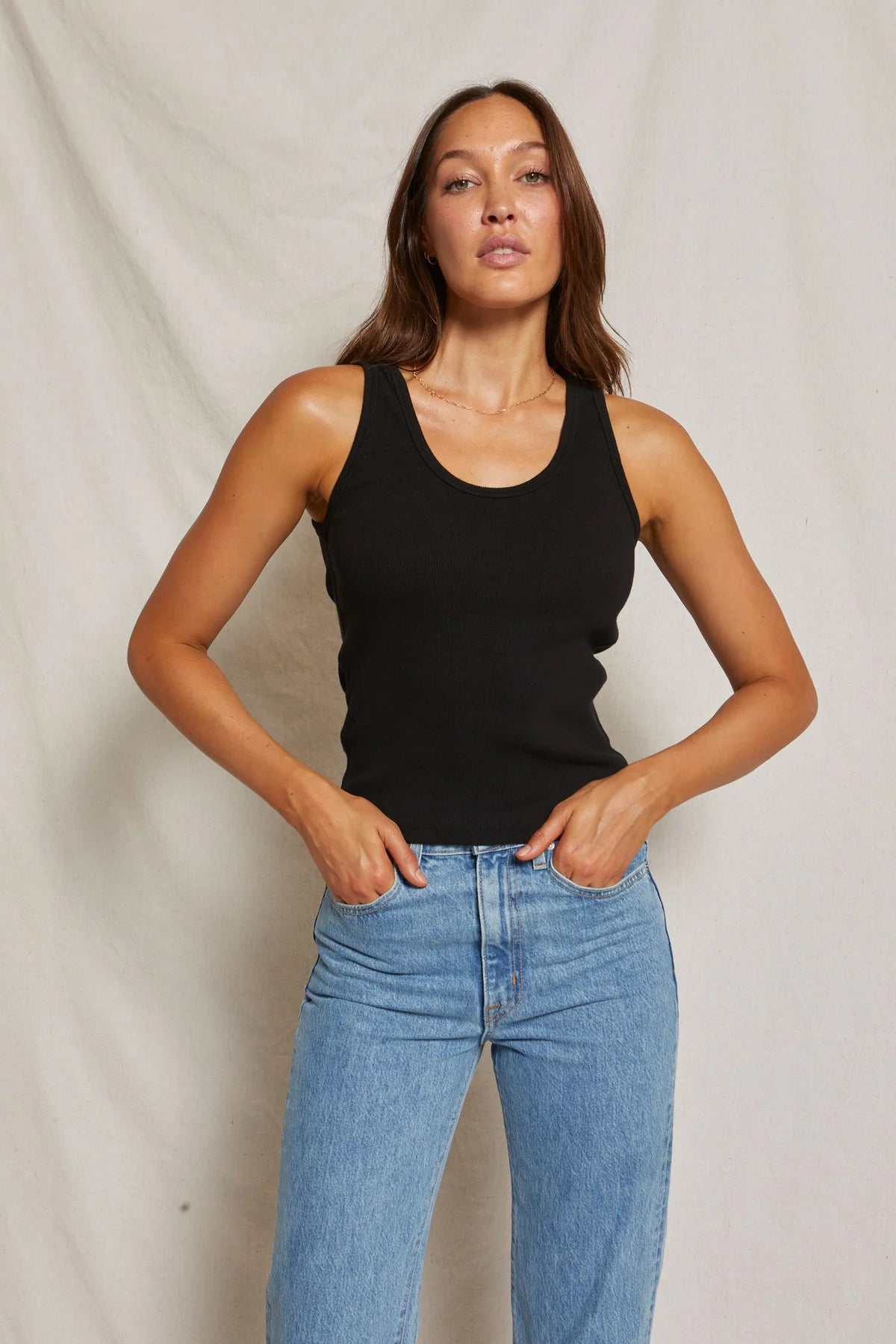 Perfect White Tee's Debbie Tank in the color True Black