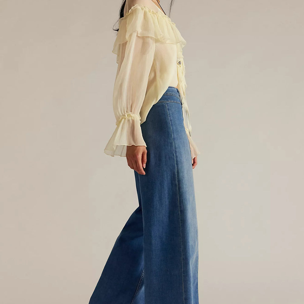 Shop women's denim at Harbour Thread in Burlington, VT. New arrivals include the Libre Wide Leg Jeans by Free People