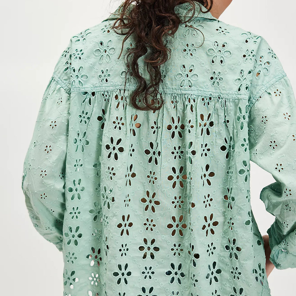 Free People Mae Washed Eyelet Shirt