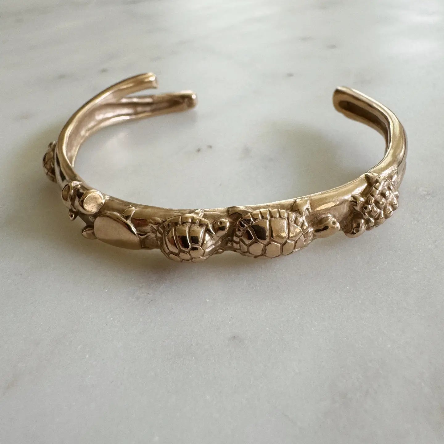 The Mimosa Handcrafted Turtle Cuff in Bronze