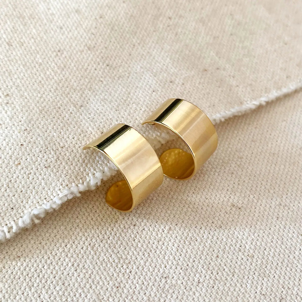 Shop the 18k Gold Filled Wide Flat Polished Half Hoop Earrings by GoldFi at Harbour Thread for everyday elevated accessory style. 