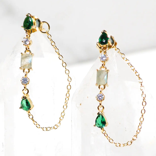 Load image into Gallery viewer, Native Gem&amp;#39;s Droplet Earrings in Emerald

