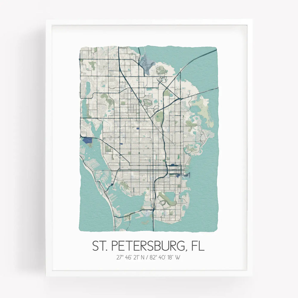 
                      
                        The St. Petersburg Florida Map  Prints by Sparks House Co. in the color beige
                      
                    