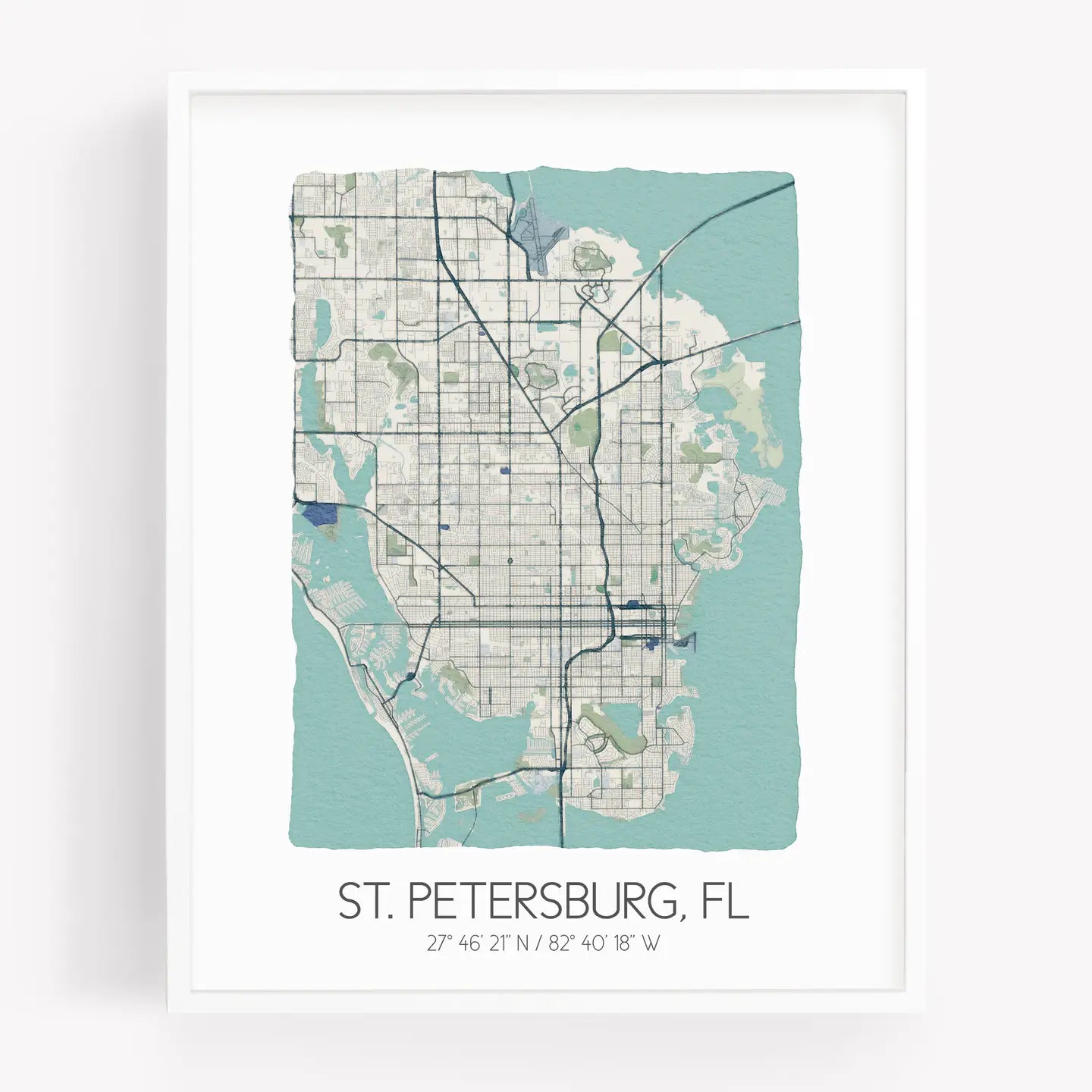 The St. Petersburg Florida Map  Prints by Sparks House Co. in the color beige