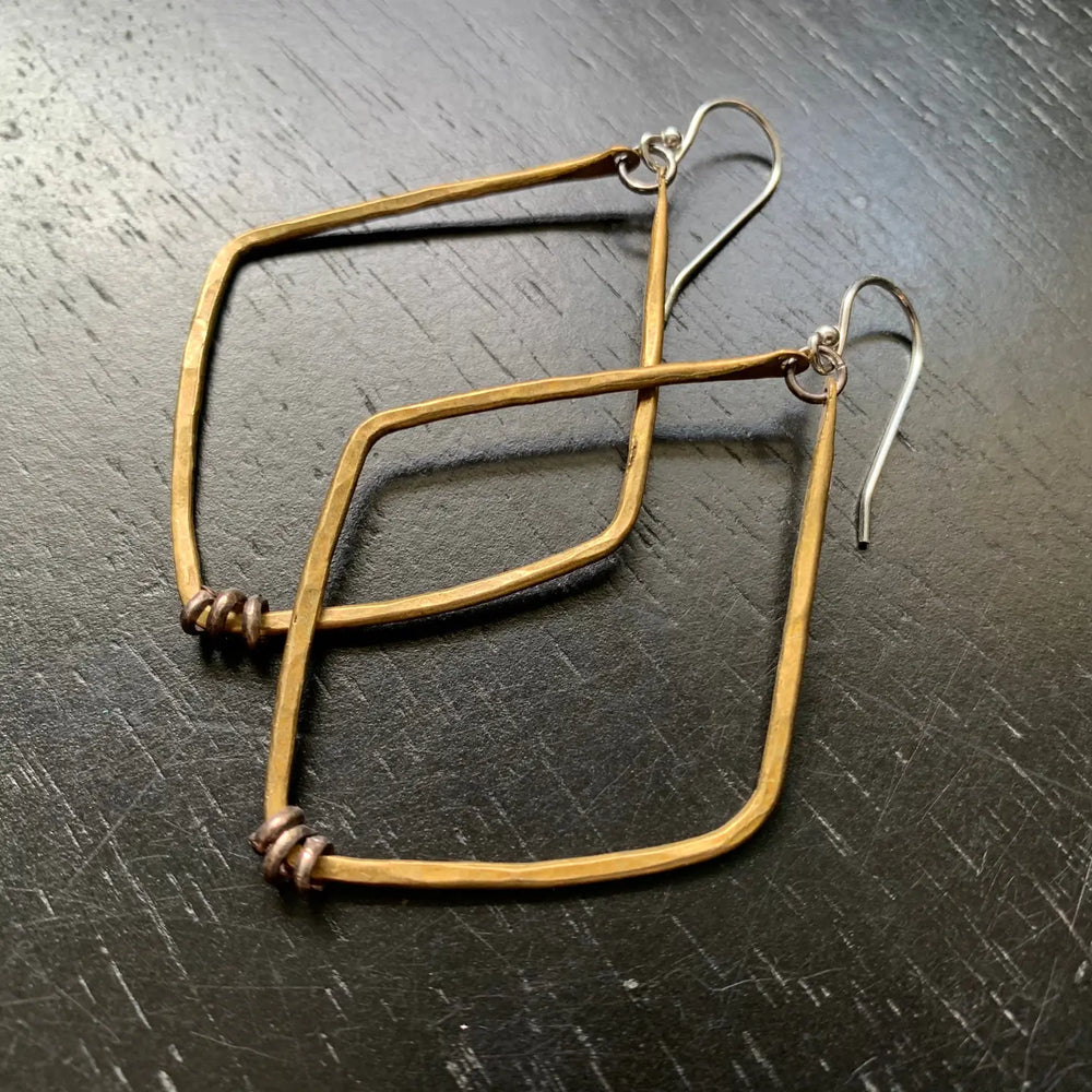 Shop the Jennifer Kahn Medium Forged Brass Diamond Shape Heishi Bead Earrings at Harbour Thread women's boutique