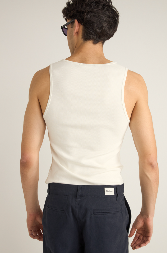 Men's white ribbed tank