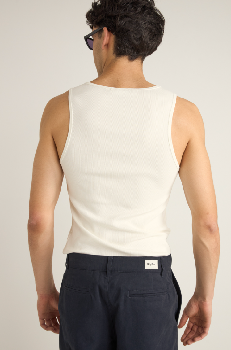 Men's white ribbed tank