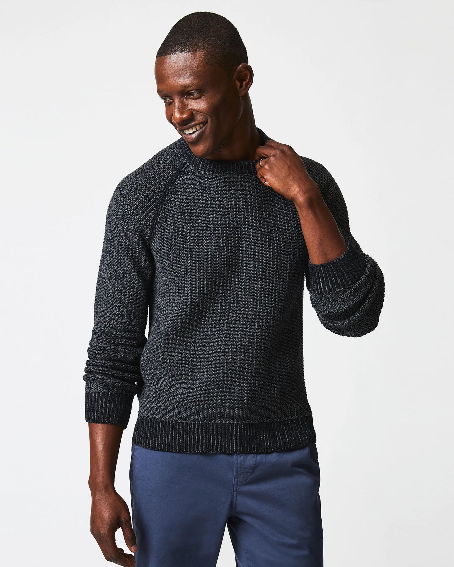 Load image into Gallery viewer, Billy Reid Marled Crewneck Sweater - Black
