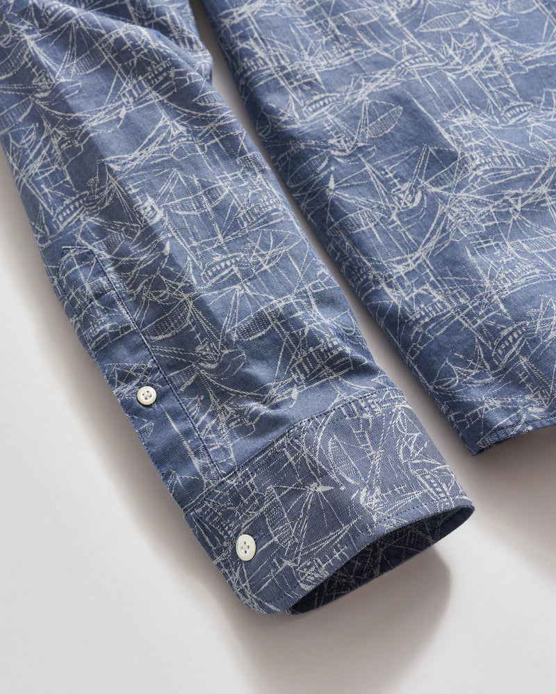
                      
                        Sleeve detail on the Melange Shrimp Boat Cypress Shirt by Billy Reid
                      
                    