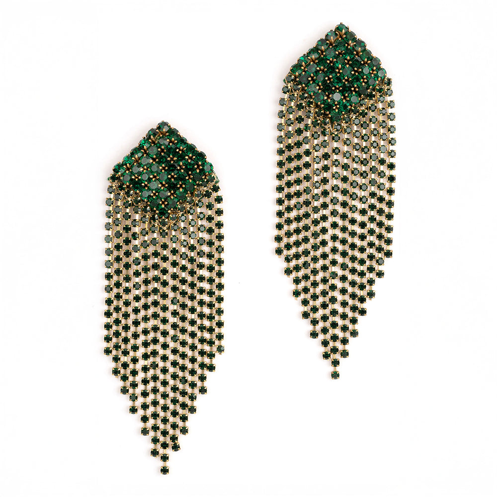 The Deepa Gurnani Niomi Earrings in Emerald.